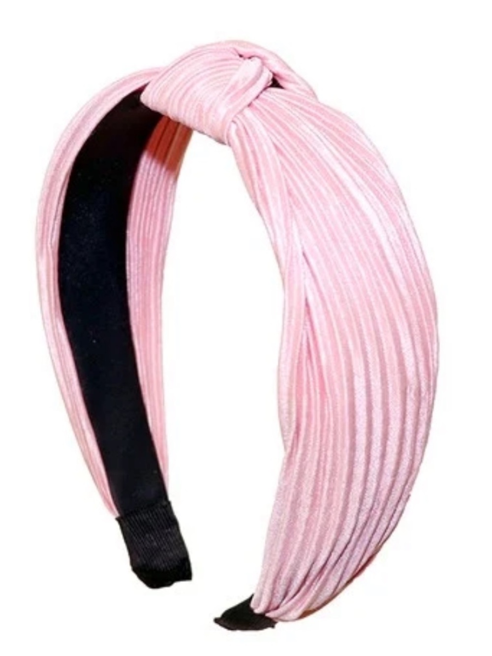 Pink Top-Knotted Pleated Cotton Headband